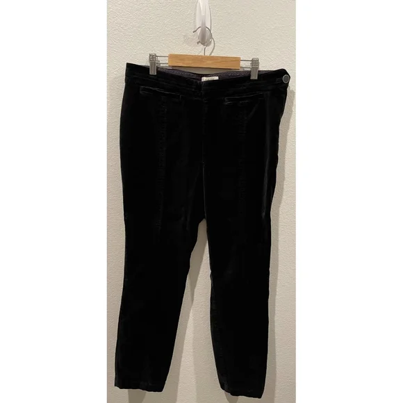 BY ANTHROPOLOGIE Black Velvet Slim Trousers - Picture 3 of 6